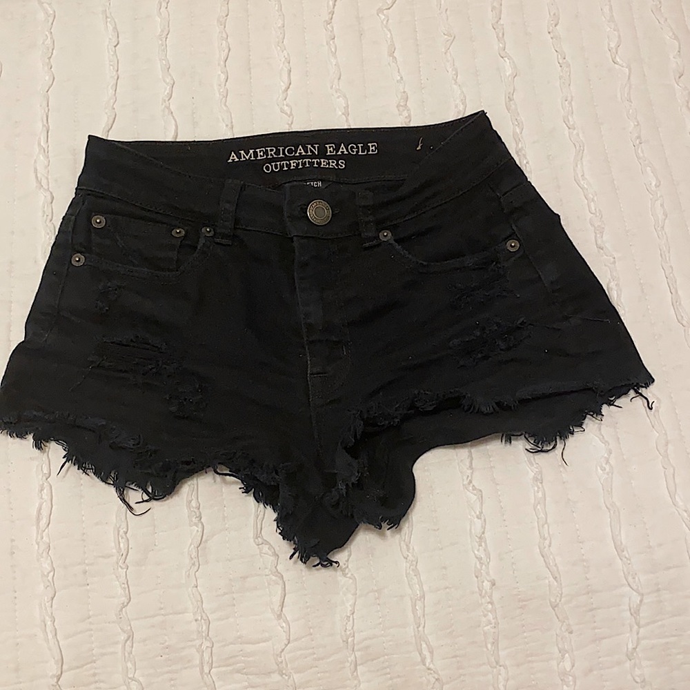 American Eagle 0 Hi-Rise Festival Black Shorts